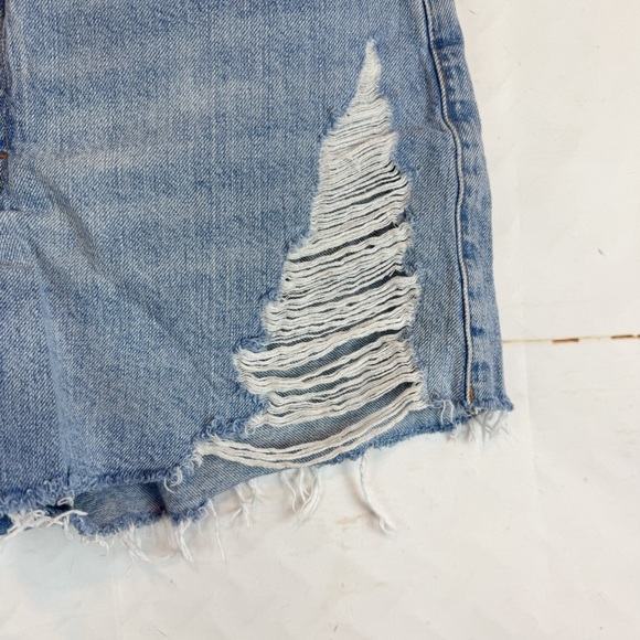 Topshop | Blue Distressed Denim Shorts, 8 - Picture 5 of 10